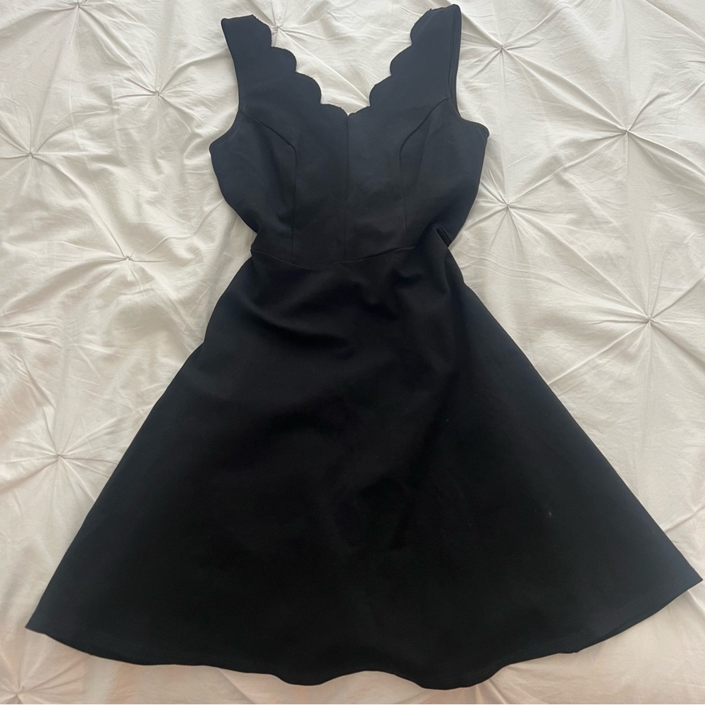 Aqua Black Scalloped Mini Dress